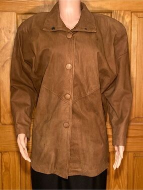 EUC Comint Vintage 80s Leather Coat Jacket Brown Size S Small